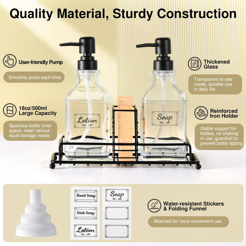 Kitchen Soap Dispenser Set,Clear