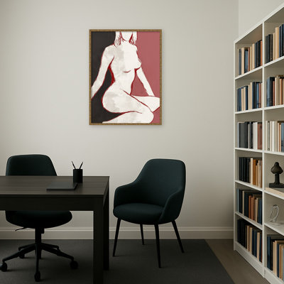 "Sigurine assise en cramoisi" par Falmer, reproduction d'art sur toile encadrée