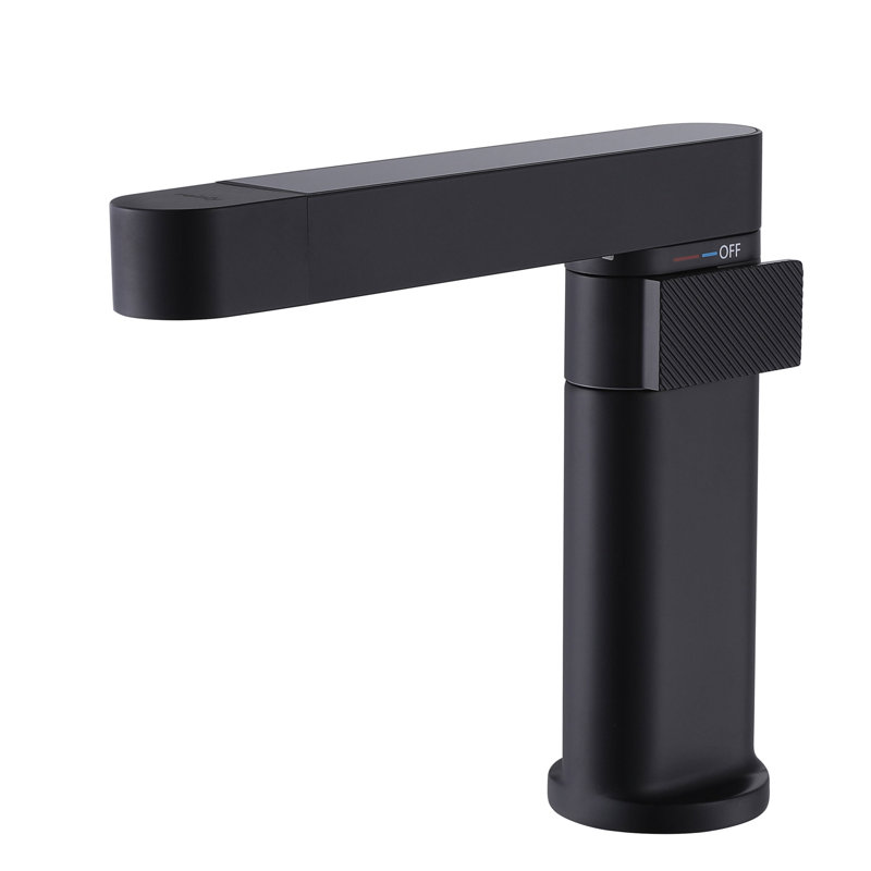 Modern 7.2" Pull-Down Bathroom Faucet with Digital Temperature Display, Matte Black