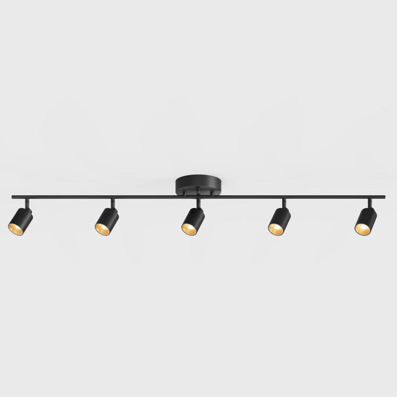 Éclairage sur rail noir 5 lumières 5CCT Shura, Noir mat