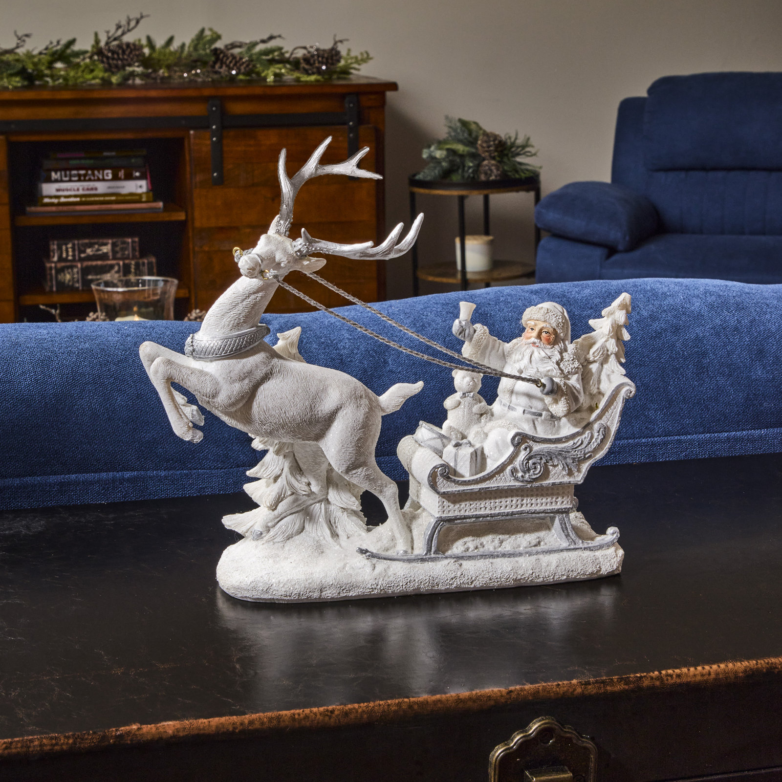 11" Resin Santa On Sleigh
