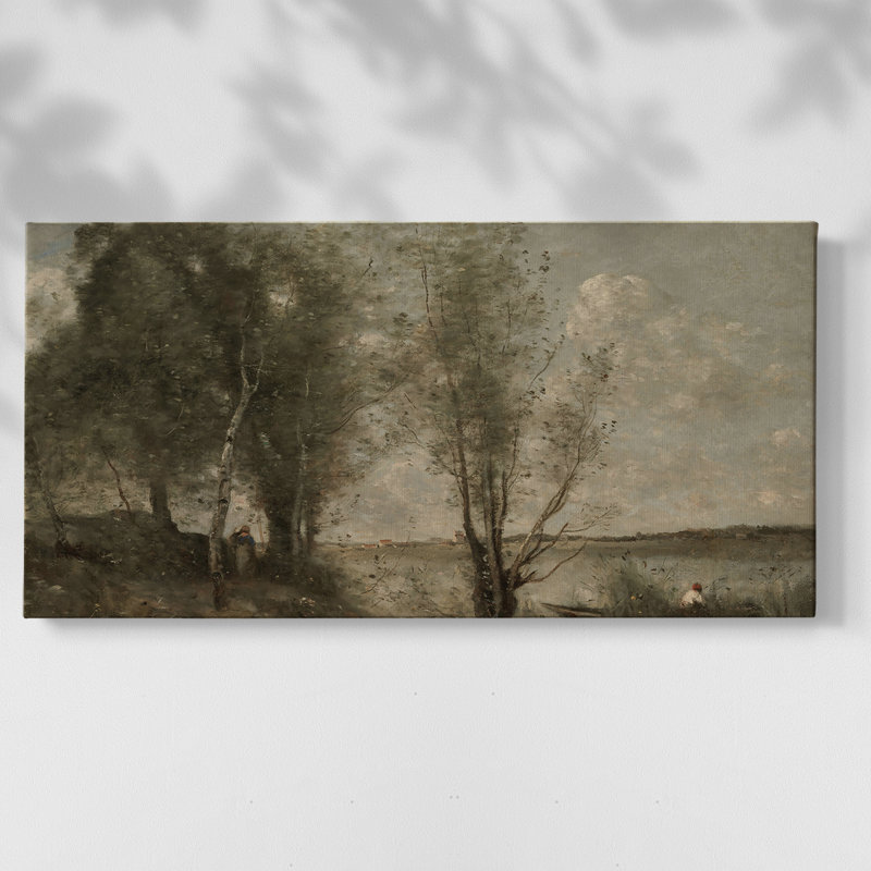 Série paysage - DCCCLI - Toile tendue avec châssis tendue, prête à être accrochée, H 21 po x l 41 po, Doré