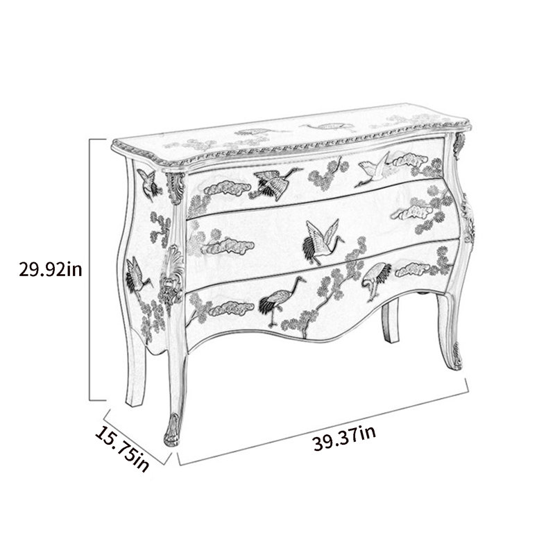 Elegant 3-Drawer Accent Chest, 29.92" H x 39.37" W x 15.75" D