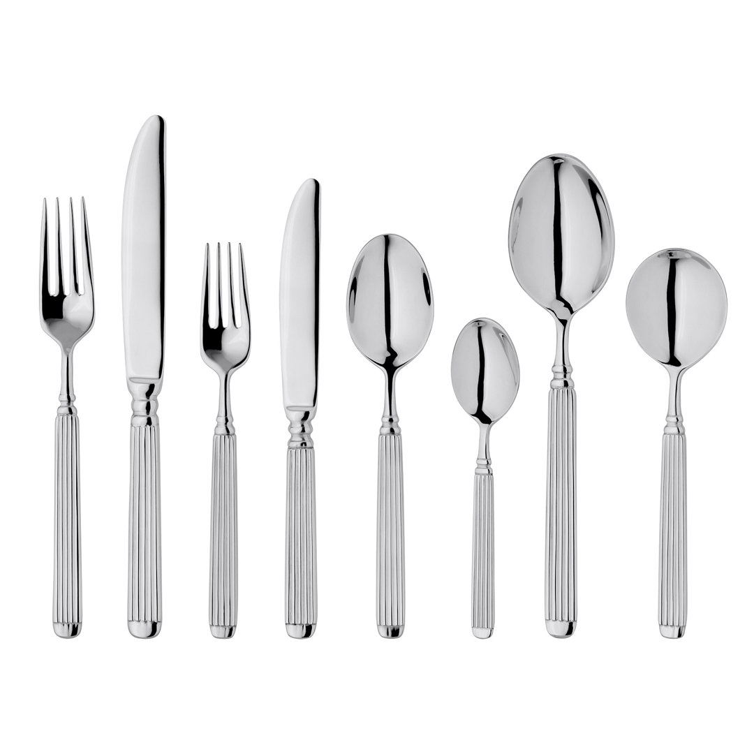 Stellar 44 Piece Stainless Steel Cutlery Set, Extended Table Setting for 6 plus 2 Serving Spoons, Buckingham Design