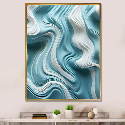 «Blue and White Wave Tiles Impressions I», art mural vagues