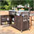 53.3 Inch Outdoor Kitchen Island With Raised Shelf, Solid Wood Storage, Stainless Steel Top, And Rolling Grill Cart-828011982
