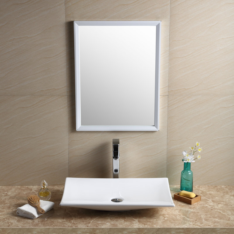 Modern Vitreous China Rectangular Vessel Bathroom Sink