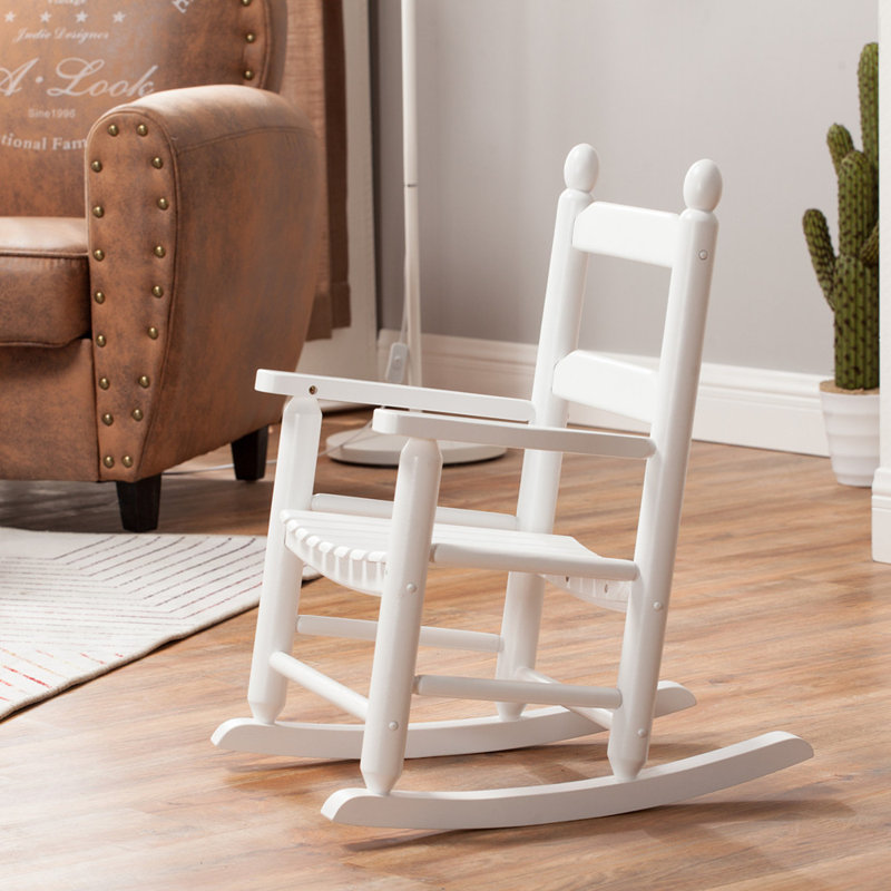 Stromberg Classic Wooden Child's Porch Chair Rocking Rocker Ages 3-6, Indoor, White