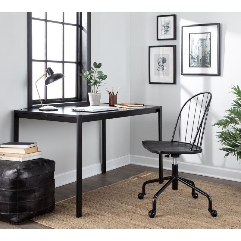 Brieon Dining Table with Wood Top, Black