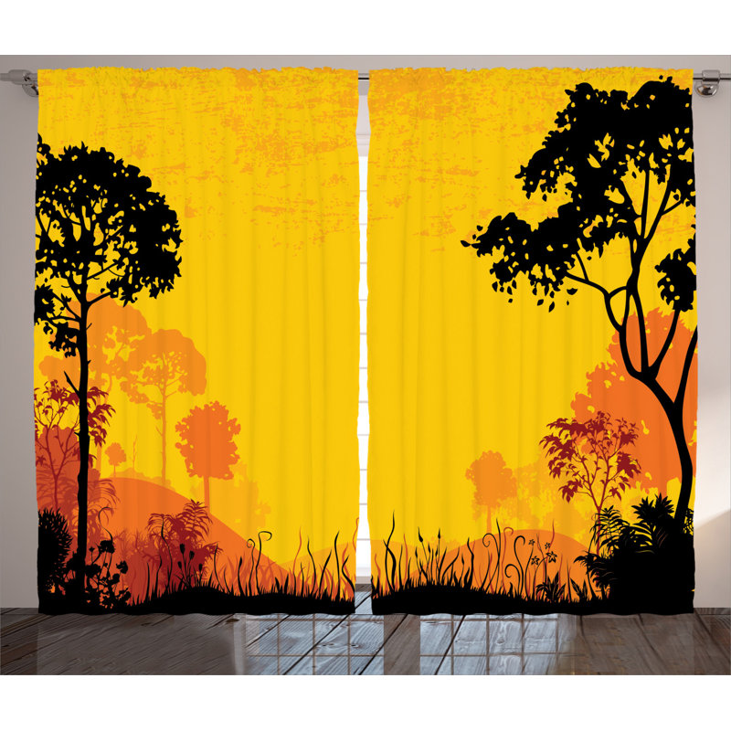 Woodland Semi-Sheer Rod Pocket Curtain Panels, 54" x 108"