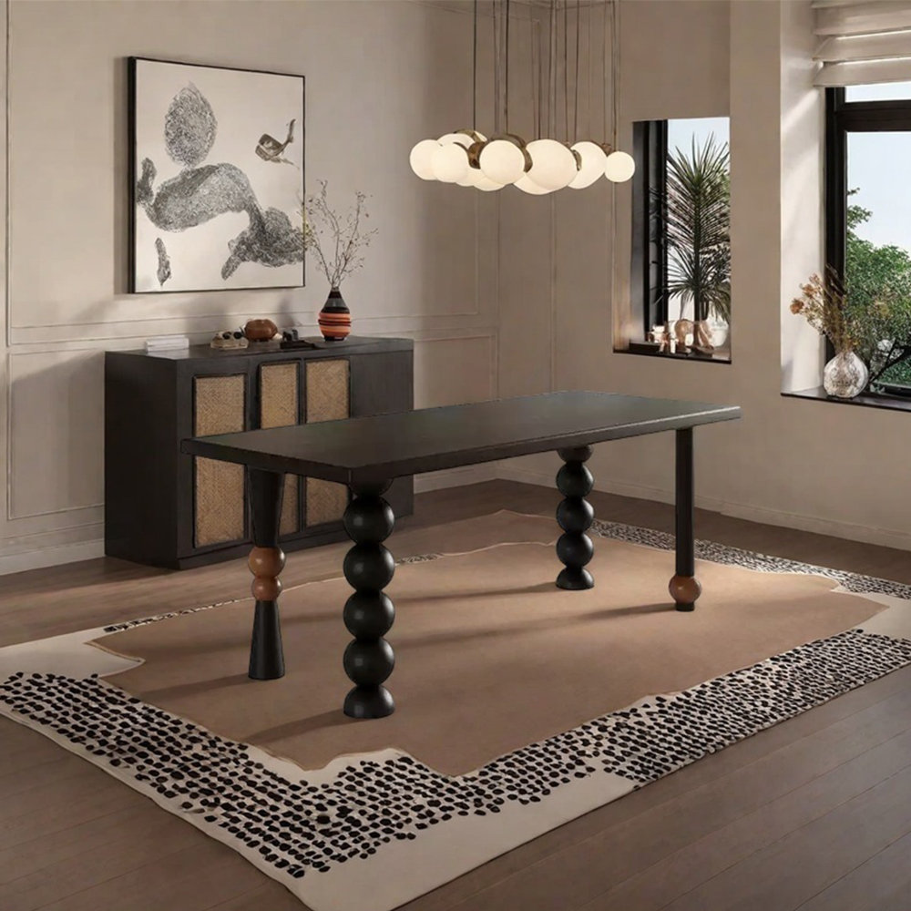 Hokku Designs Black solid wood ash dining table | Wayfair