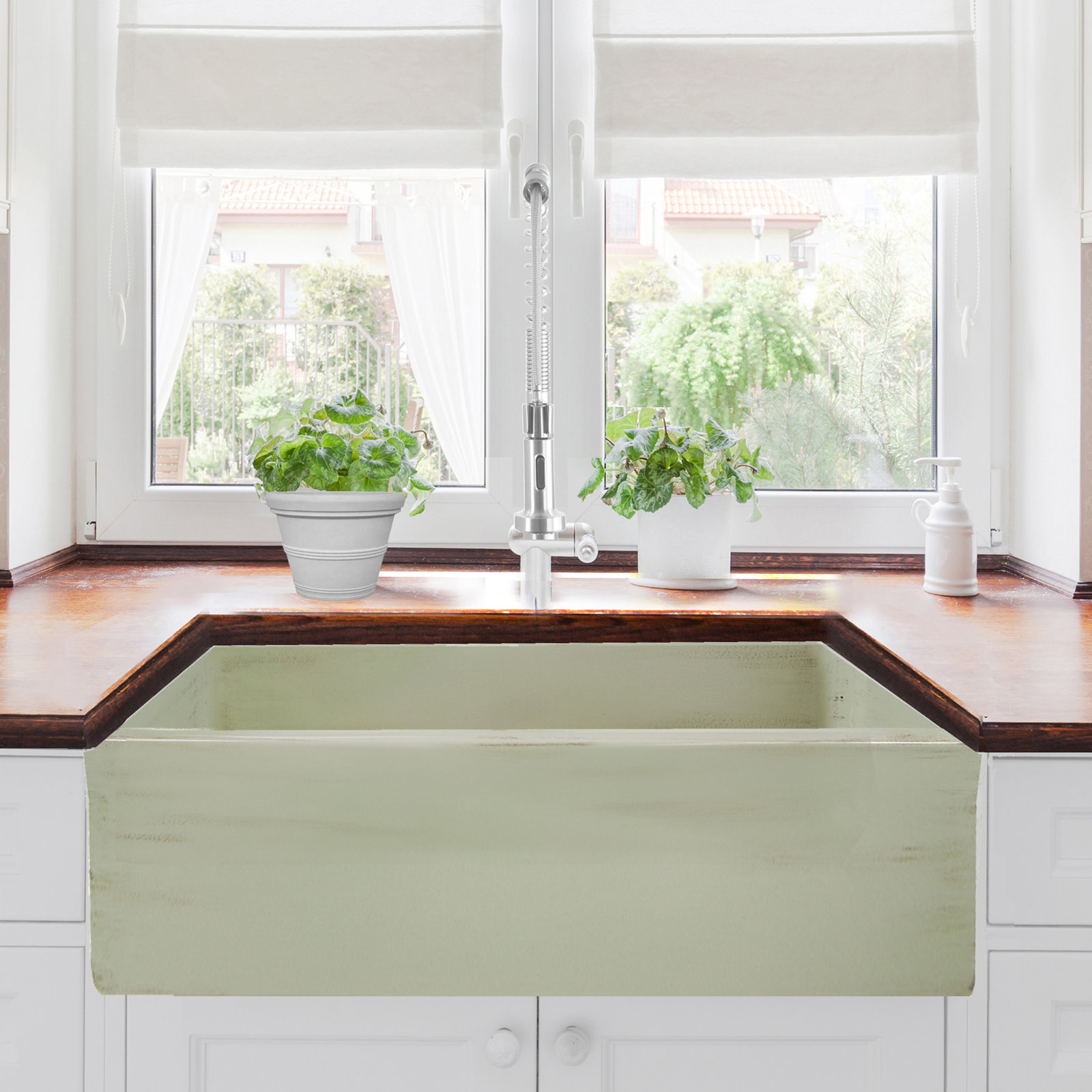 Vineyard 30" Fireclay Farmhouse Kitchen Sink, Shabby Green