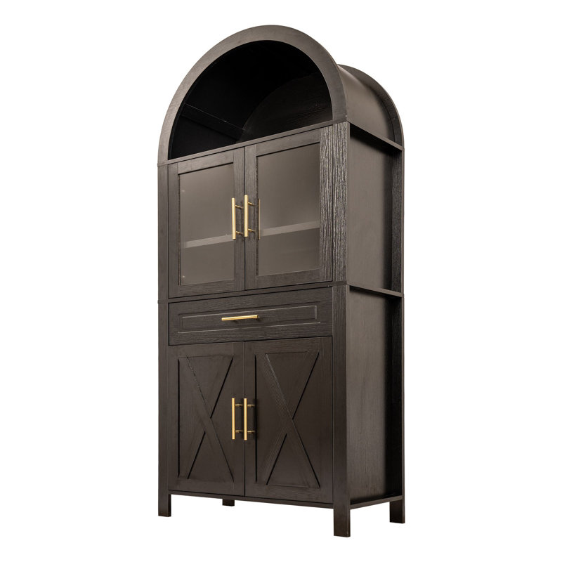 Grand garde-manger arqué avec tablettes réglables, Noir