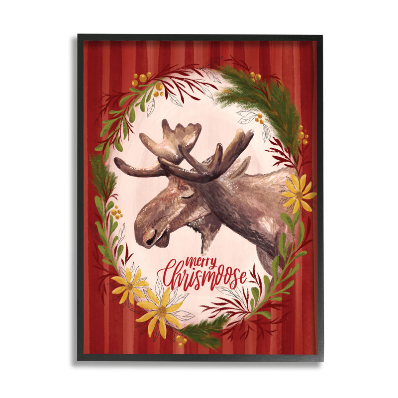 Merry Chris-Moose, Giclée encadrée noir minuit, H 14 po x l 11 po