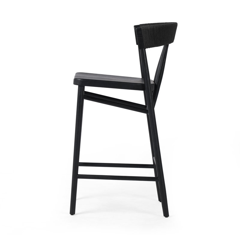 Siofra Solid Wood Counter Stool, Bar Stool (30" Seat Height), Black