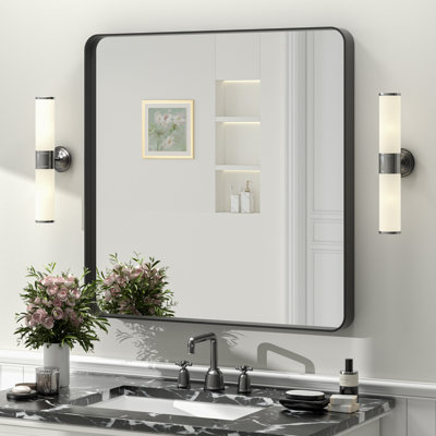 Miroir de salle de bain mural en verre trempé et métal Molly
