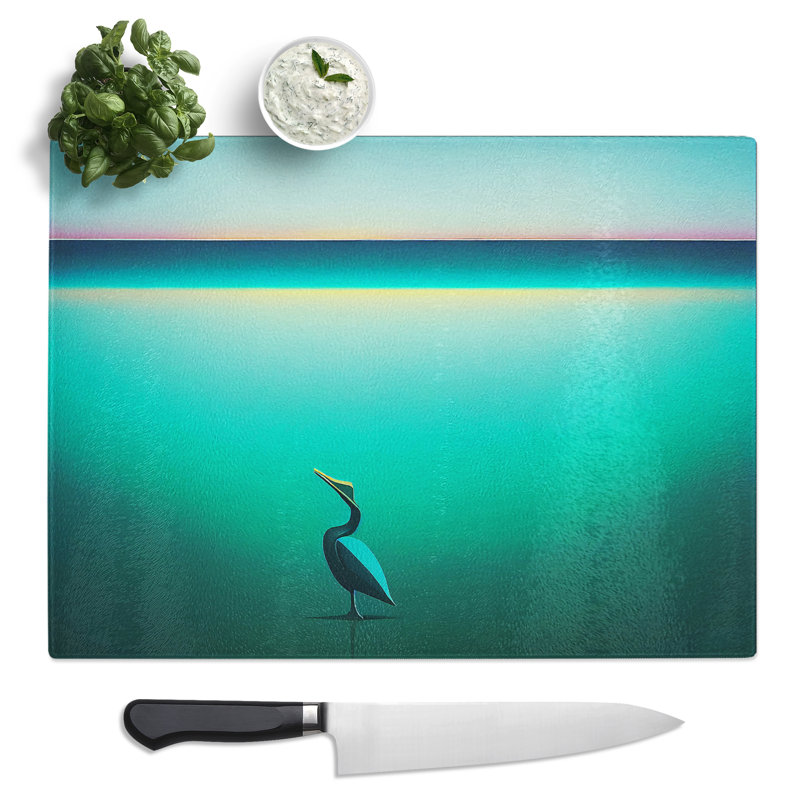 Lone Pelican  Glass Chopping Board