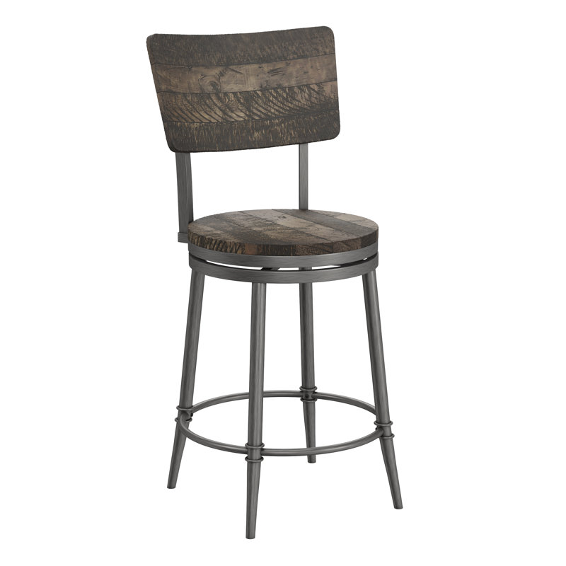 Tabouret de comptoir et de bar Birdsall, Tabouret de comptoir (siège d'une hauteur de 26 p, Gris patiné
