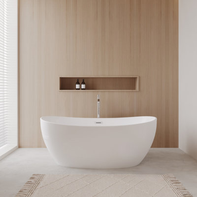 Rebecca 60'' x 32'' Soaking Acrylic Bathtub with Faucet