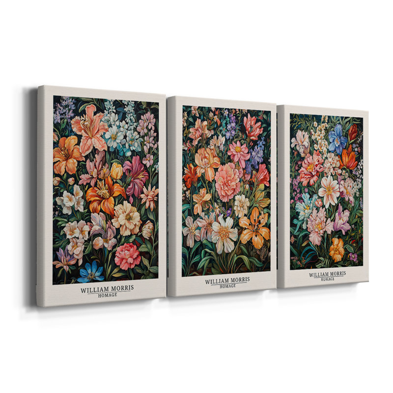 Série sur toile de fond enveloppée sur mesure de la série XVII de Wm Morris - 3 pièces, H 60 po x l 120 po