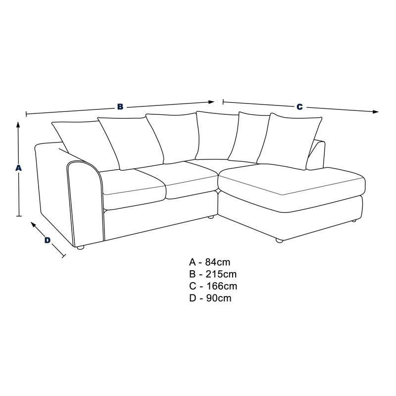 Missy Corner Sofa 2 - Piece Living Room Set, Navy, Right Hand Facing