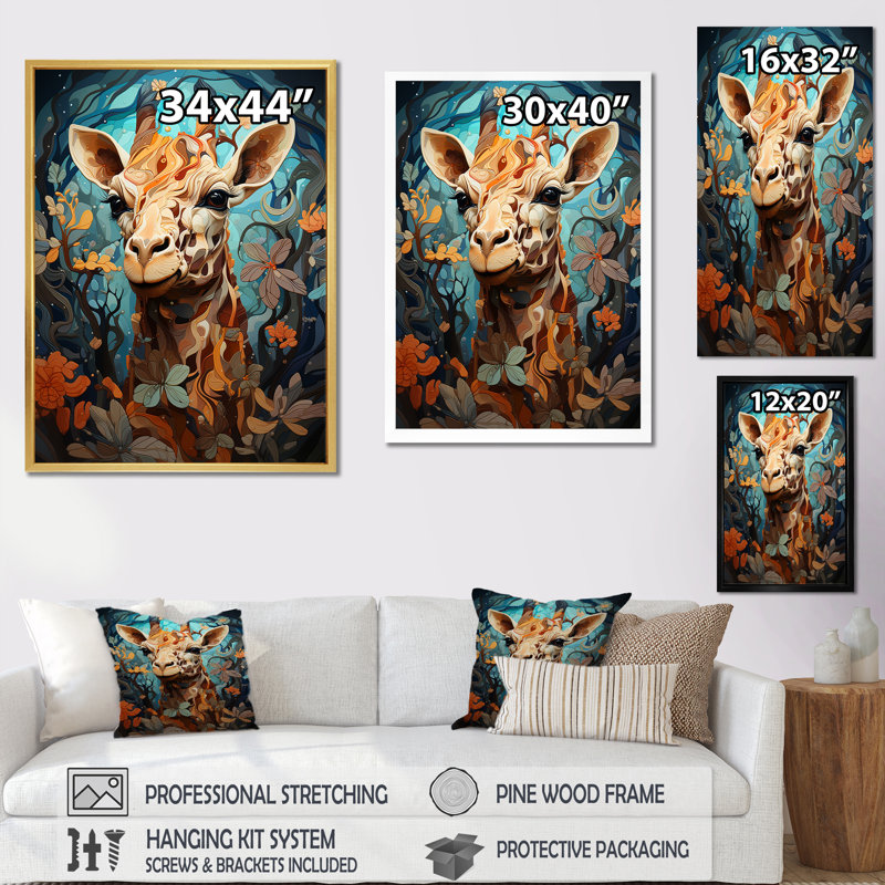 «Teal Fantasy Tall Tale» sur toile, Cadre flottant blanc, H 40 po x l 30 po x P 1,5 po