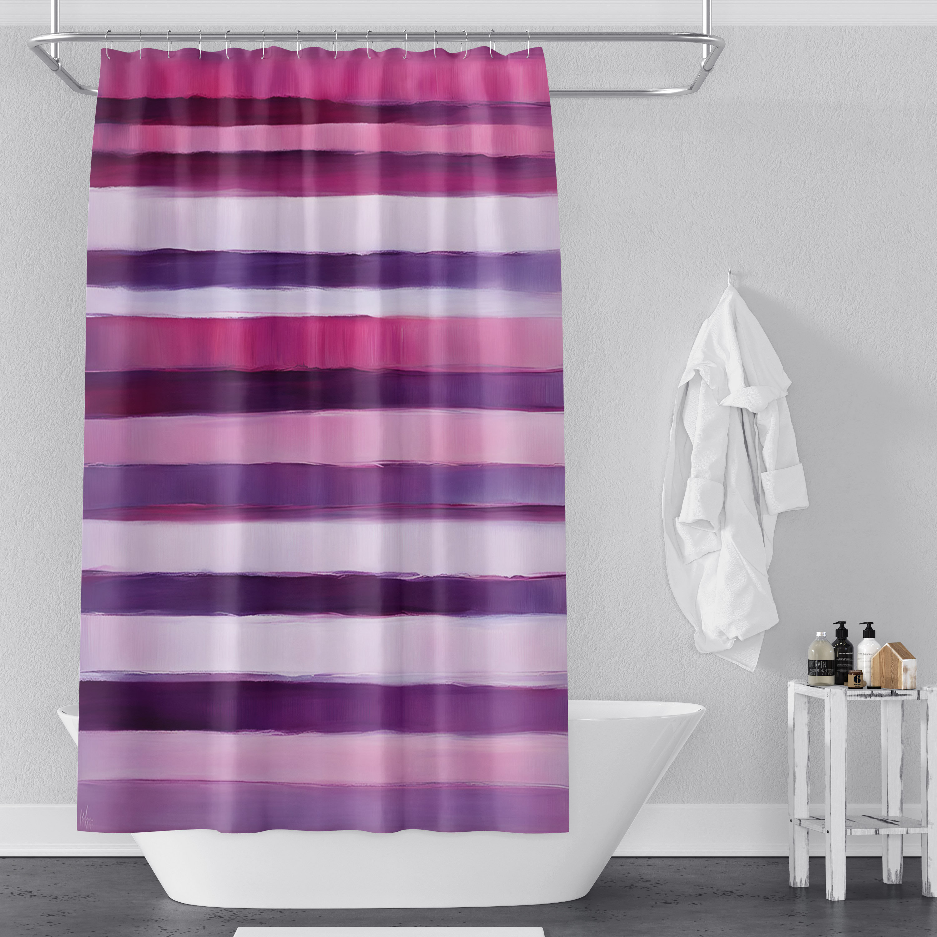 Bless international Wolline Striped Shower Curtain