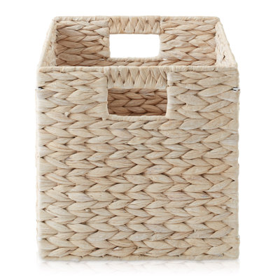 Hyacinth Storage Shelf Cubes - Whitewash Wicker Baskets - Set of 6