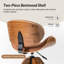 Chaise de bureau Oswina de style moderne du milieu du siècle, en tissu, avec structure en bois courbé et base pivotante.-131379007