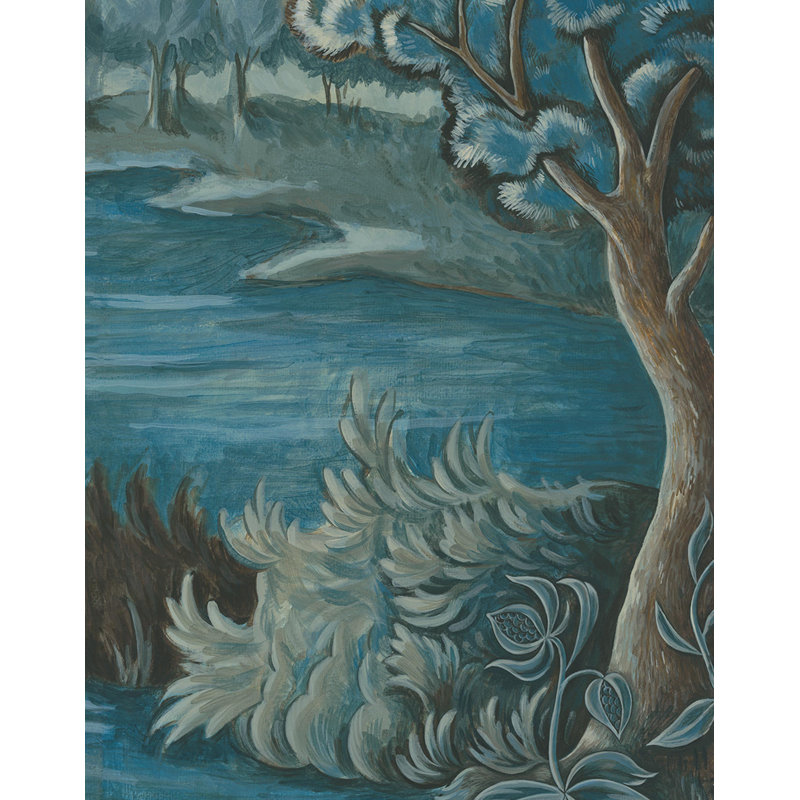 Tapisserie murale | Indigo / pré-collé / murale - 90 po x 124 po