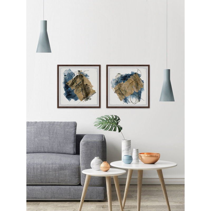 « layered brush strokes », ensemble de 2 reproductions de peintures à l’acrylique encadrées, H 32 po x l 32 po x P 1,5 po