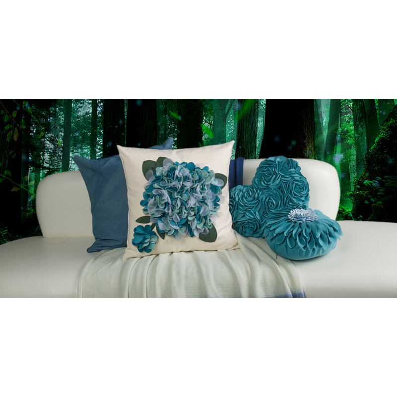 Housse de coussin en toile appliquée, Bleu / blanc