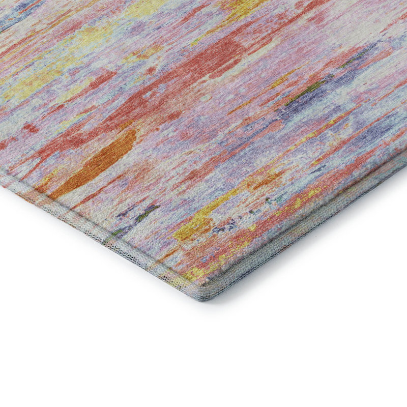 Tapis abstrait lavable à la machine Premium Pirtle, Rectangle 10 pi x 14 pi