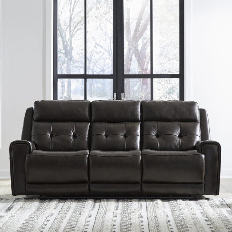 Iavor Leather Power Reclining Sofa, lavor Beige Leather Match