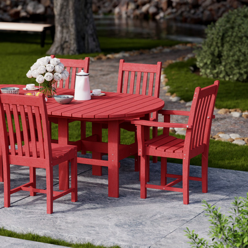 Classic 7-Piece 44" x 84" Dining Set, Cardinal Red