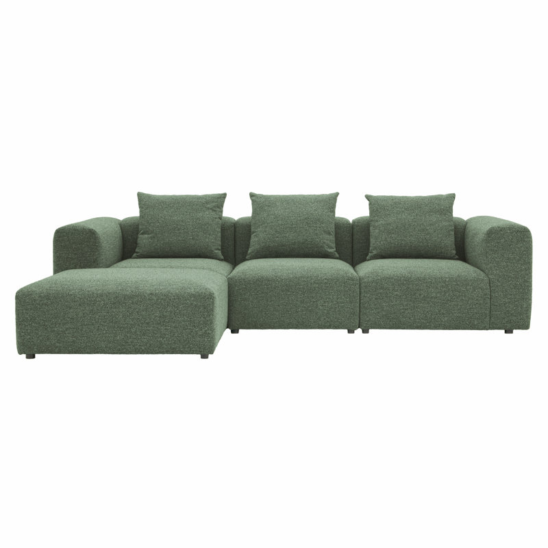 Vector 4 Seater Modular Corner Sofa Fabric 301cm L Shaped Sectional, Green
