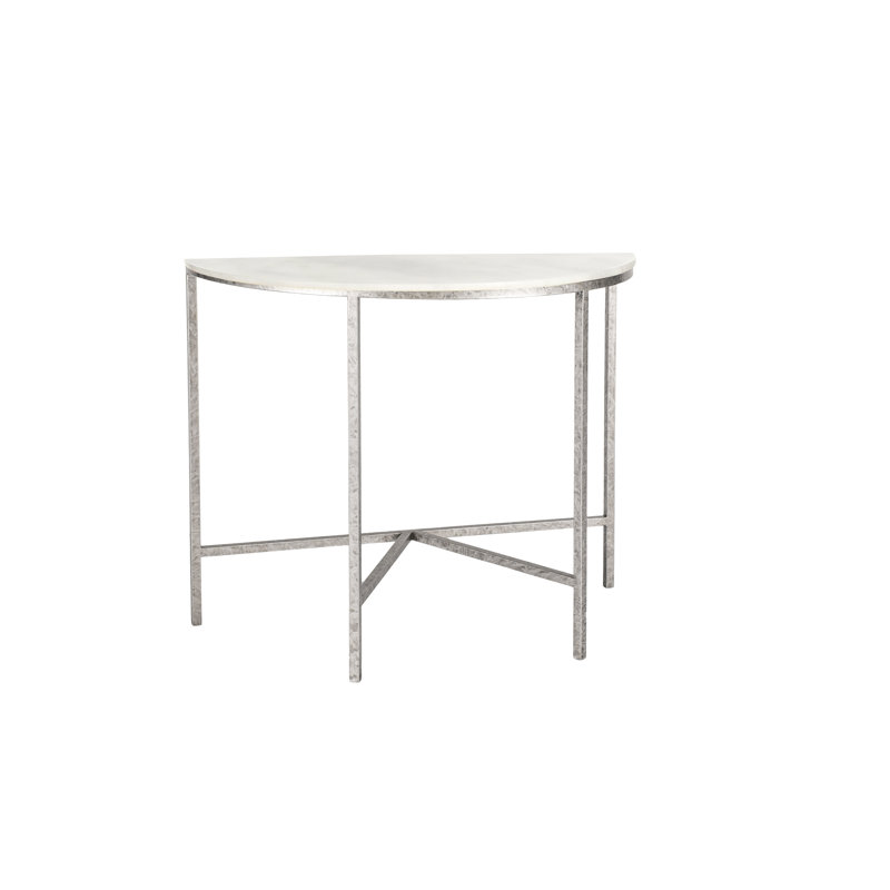Vermont 38" Console Table, Royal Silver, Carrera Marble