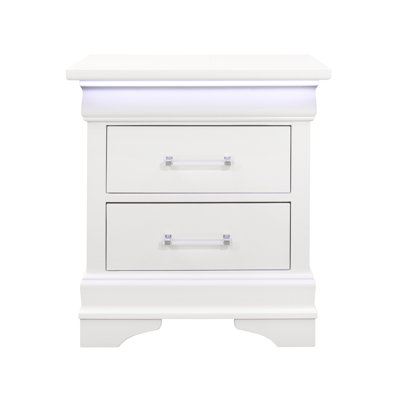 Table de chevet blanche Charlston avec DEL