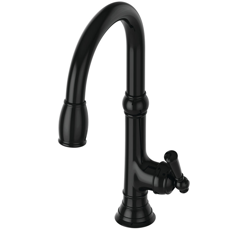 Jacobean Single Handle Pull Down Kitchen Faucet, Gloss Black