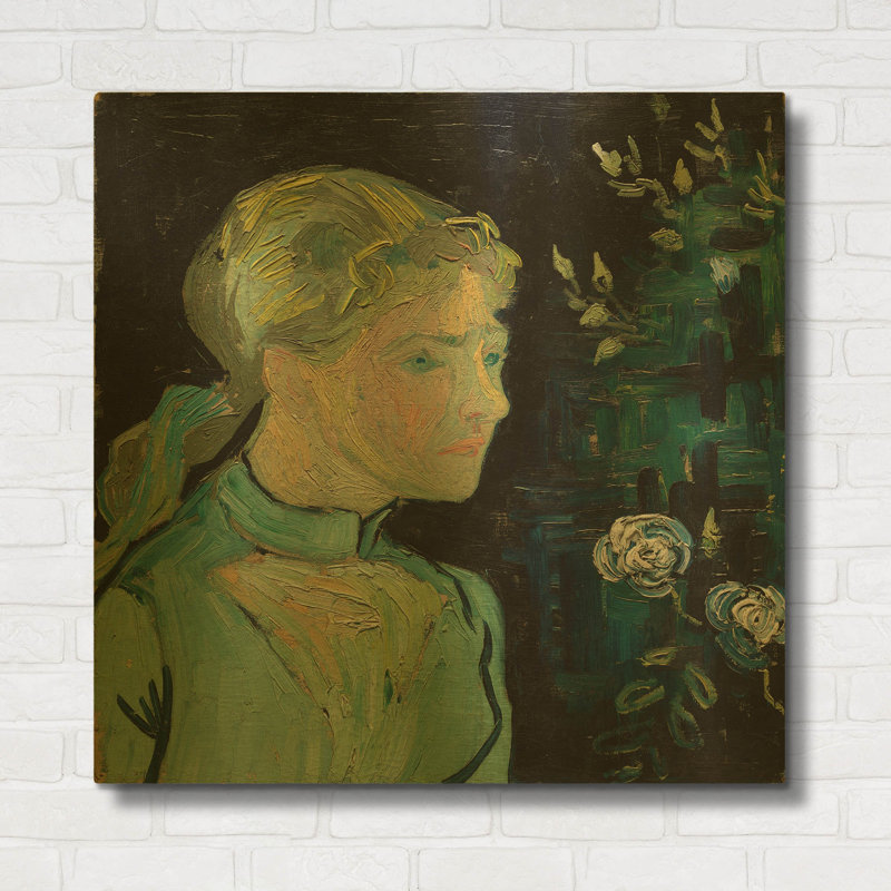 «Adeline Ravoux 1890» par Vincent Van Gogh, art mural en métal doré, 36 po x 36 po, 36 po x 36 po