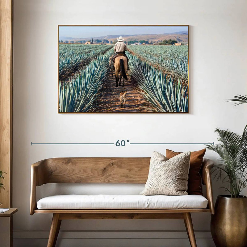 Inspecter la plantation d'agave, Cadre flottant doré, 43 po x 29 po