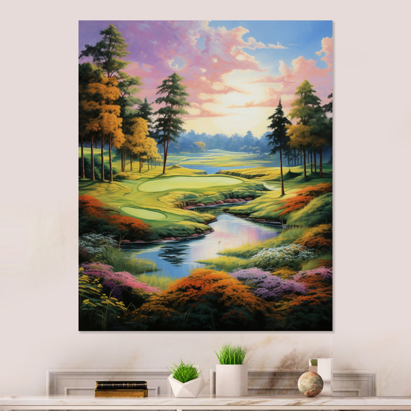 Art mural en métal Golf, décor de terrain de sport vert - Golf enchanté de verts, H 20 po x l 12 po x P 1 po