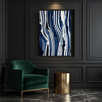 Art mural sur toile bleu marine