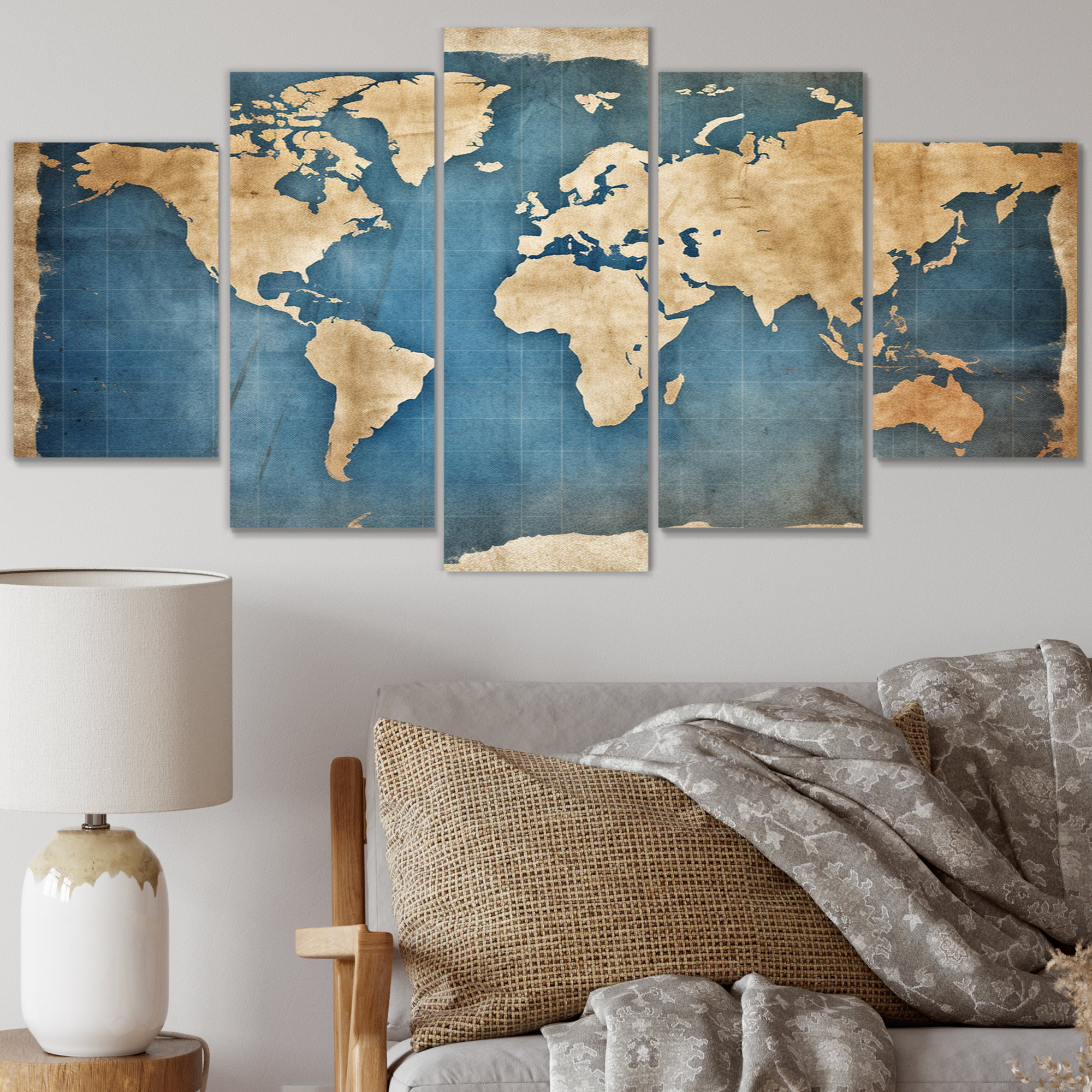 Breakwater Bay Ancient Map Of The World III - World Map Metal Wall Art ...