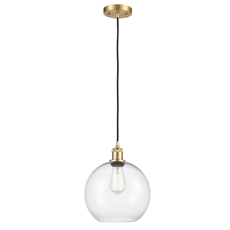 Luminaire suspendu sphère 1 lumière Baptista, Transparent, Or satiné, Ampoule DEL 6 watts Vinage