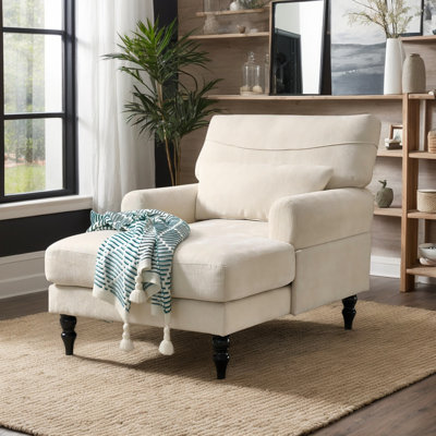 Eyisean 32'' W Modern Chenille Upholstered Chaise Lounge Chair Indoor, Comfy Sleeper Sofa Chair with Deep Cushion, Leisure Sofa Recliner Chair Sleeper with Armrest for Living Room/Bedroom