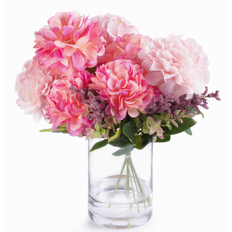Arrangement floral dahlia dans un vase, Rose