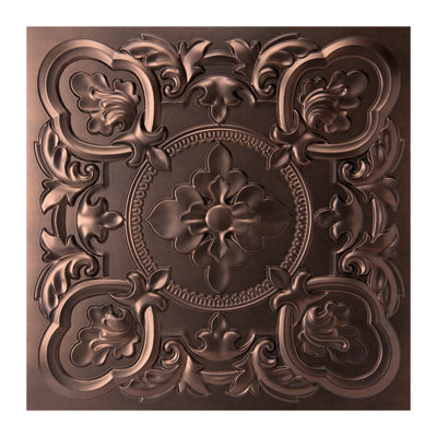 24'' L x 24'' W Drop Ceiling Tiles, 12-Pack PVC 3D Wall Panels Vintage Flower Pattern for Interior Decor(48 Sq.ft./Case)