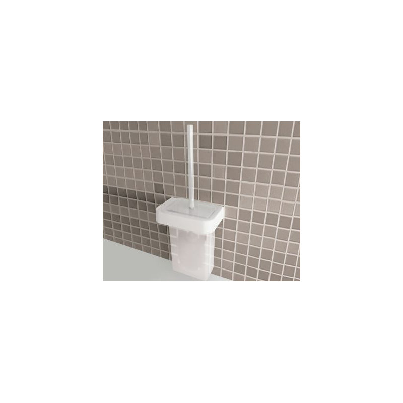 Nastro mur MountedToilet brosse et support, Blanc / Transparent Bleu clair
