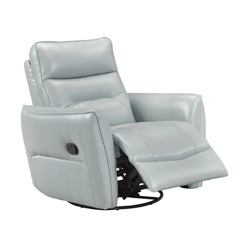 1Pc Recliner Chair With Swivel Motion Luxurious Comfort Leather Upholstered Solid Wood Living Room Furniture, Aqua, Aqua